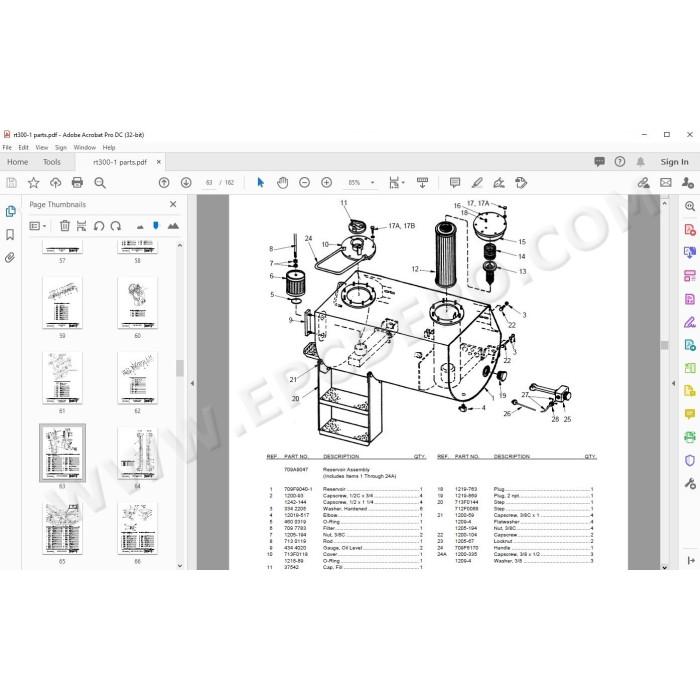 Terex Rough Terrain Crane RT300-1 spare parts manual