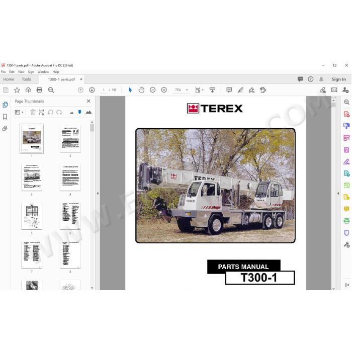 Terex Rough Terrain Crane T300-1 spare parts manual