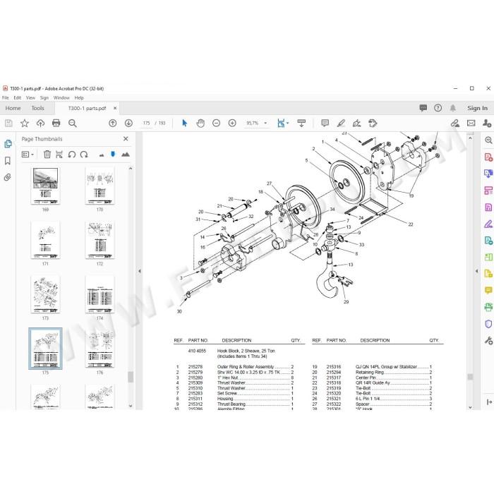 Terex Rough Terrain Crane T300-1 spare parts manual