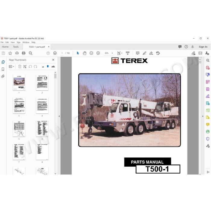 Terex Rough Terrain Crane T500-1 spare parts manual
