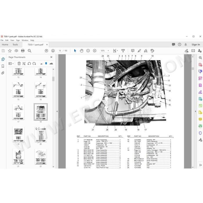 Terex Rough Terrain Crane T500-1 spare parts manual