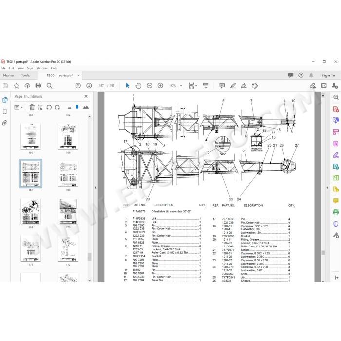 Terex Rough Terrain Crane T500-1 spare parts manual