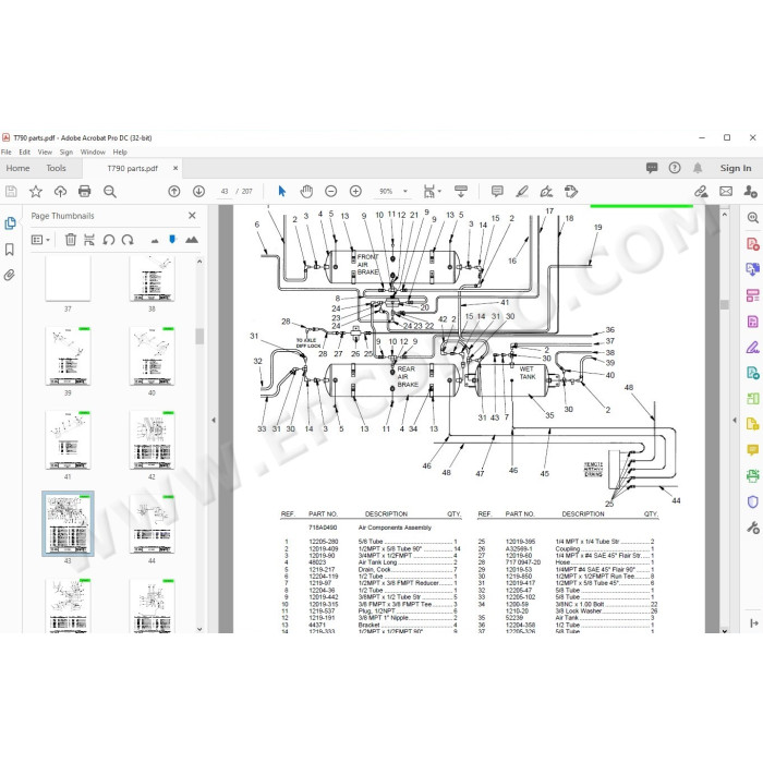 Terex Rough Terrain Crane T790 spare parts manual