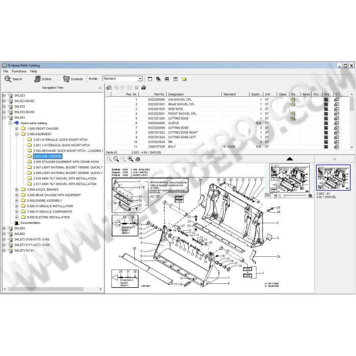 Terex Wheel Loader SKL823 SKL833 SKL843 SKL853 SKL873 parts catalog