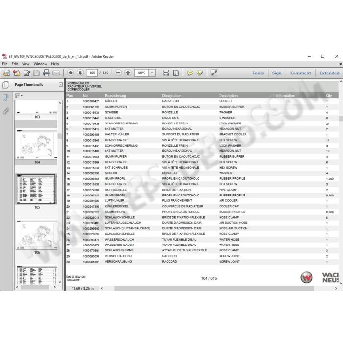 Wacker Neuson Excavator EPC spare parts catalog