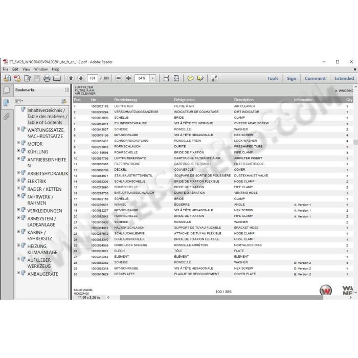 Wacker Neuson Skid Steer Loader EPC spare parts catalog