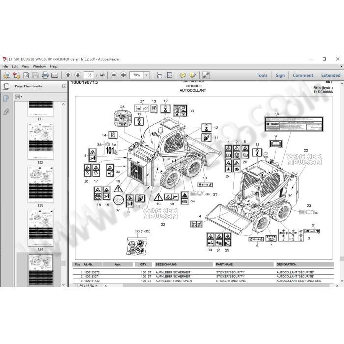 Wacker Neuson Skid Steer Loader EPC spare parts catalog