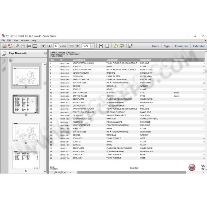 Wacker Neuson Telehandler / Loader EPC spare parts catalog