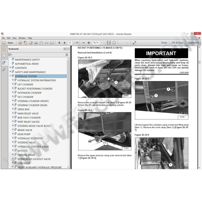 BOBCAT TELESCOPIC HANDLER T2250 SERVICE & REPAIR MANUAL