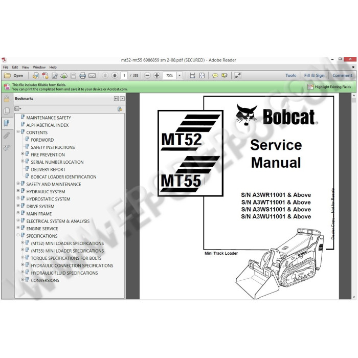 BOBCAT TRACK LOADERS SERVICE & REPAIR MANUALS