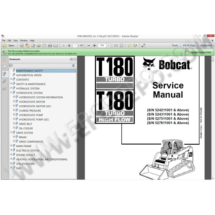 BOBCAT TRACK LOADERS SERVICE & REPAIR MANUALS