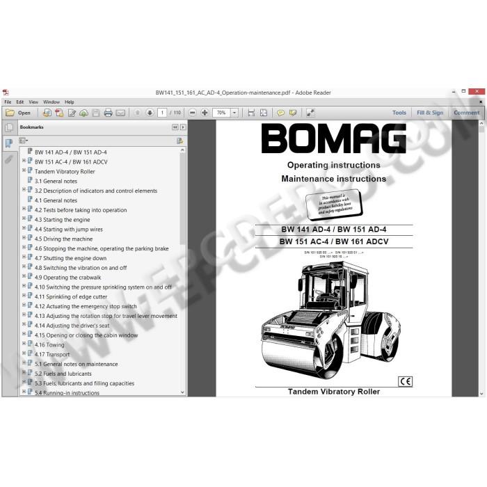 BOMAG ROLLERS SERVICE & REPAIR DOCUMENATION