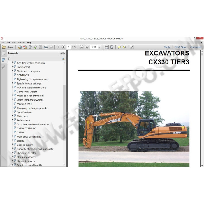 Case Crawler Excavator CX330 Tier 3 service manual