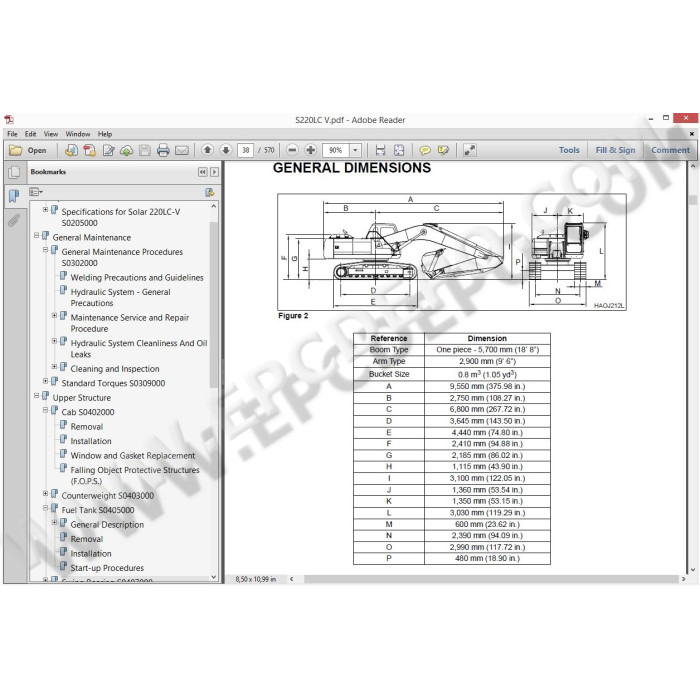 DOOSAN EXCAVATOR SOLAR 220LC-V SERVICE & REPAIR MANUAL