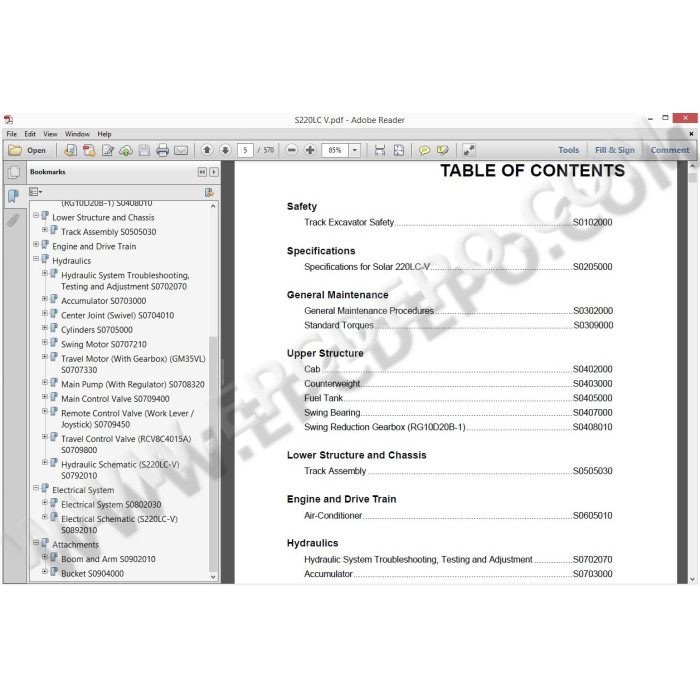 DOOSAN EXCAVATOR SOLAR 220LC-V SERVICE & REPAIR MANUAL
