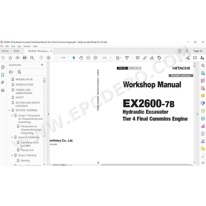 Hitachi Excavator EX2600-7B workshop service manual