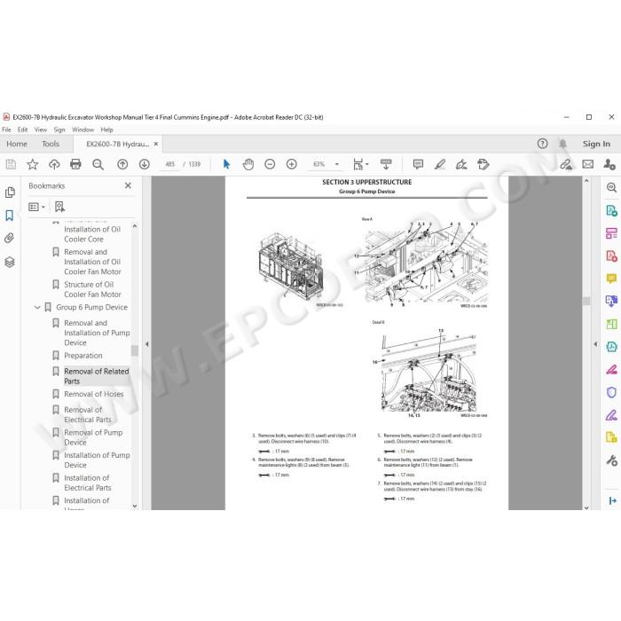 Hitachi Excavator EX2600-7B workshop service manual