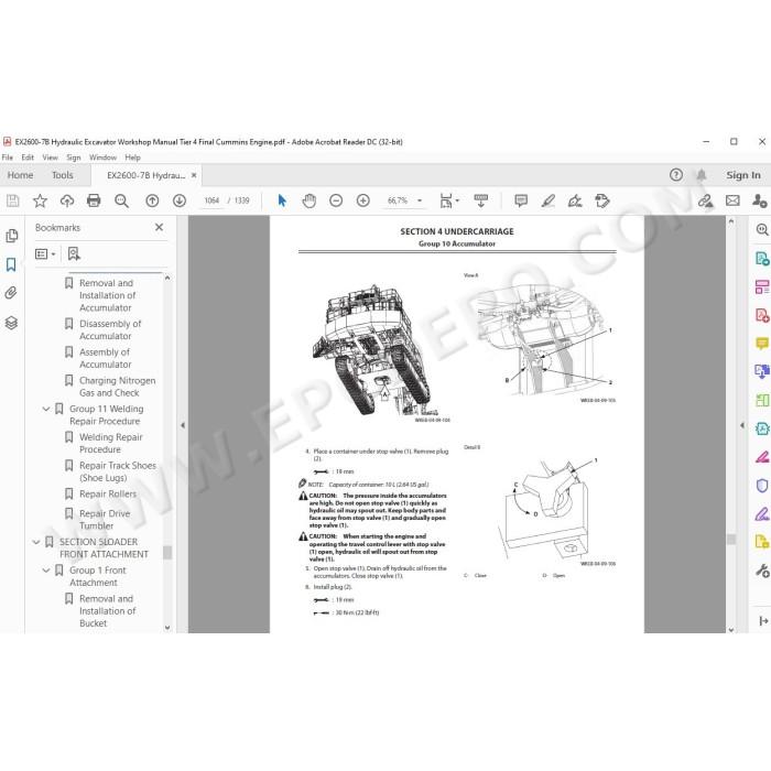 Hitachi Excavator EX2600-7B workshop service manual