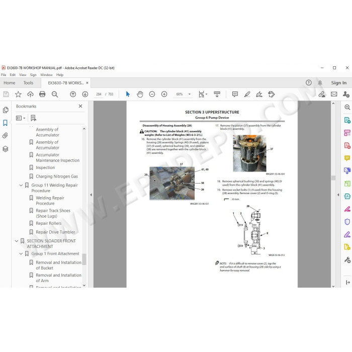 Hitachi Excavator EX3600-7B workshop service manual