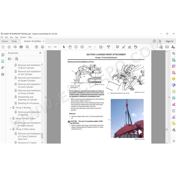Hitachi Excavator EX3600-7B workshop service manual
