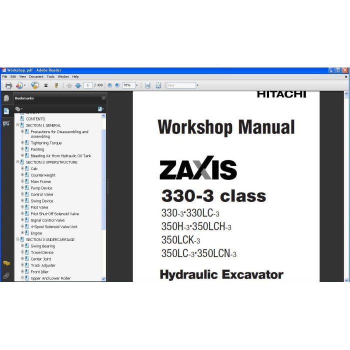 Hitachi Excavator Zaxis ZX330-3 ZX330LC-3 ZX350H-3 ZX350LCH-3 ZX350LCK-3 ZX350LC-3 ZX350LCN-3 service manual