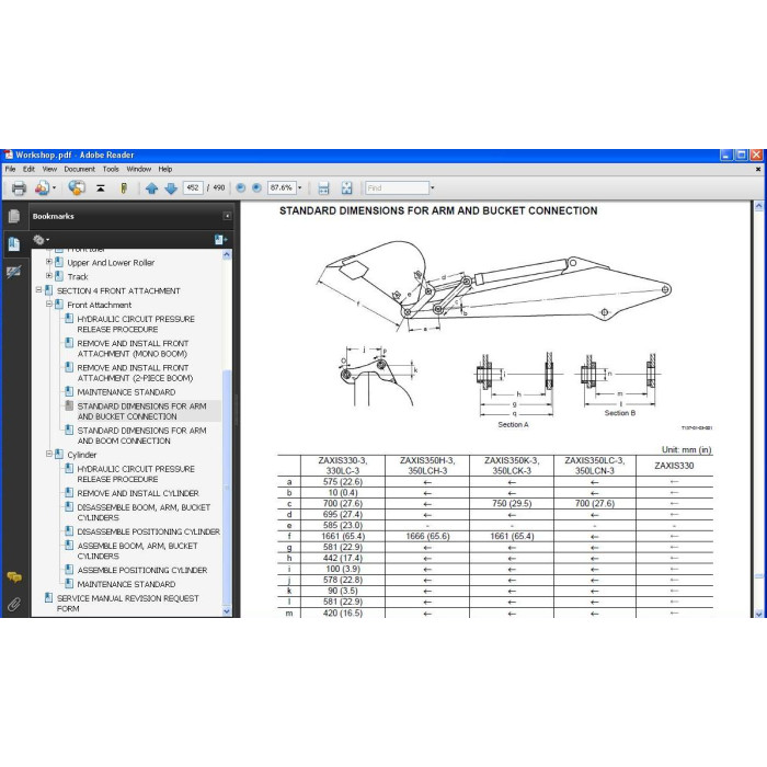 Hitachi Excavator Zaxis ZX330-3 ZX330LC-3 ZX350H-3 ZX350LCH-3 ZX350LCK-3 ZX350LC-3 ZX350LCN-3 service manual