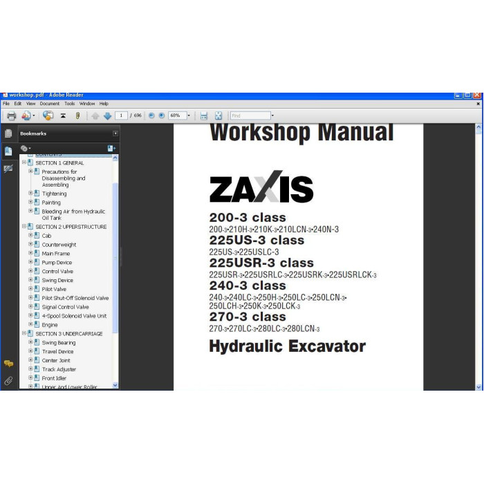 Hitachi Excavator Zaxis ZX200-3 ZX225US-3 ZX225USR-3 ZX240-3 ZX270-3 service manual