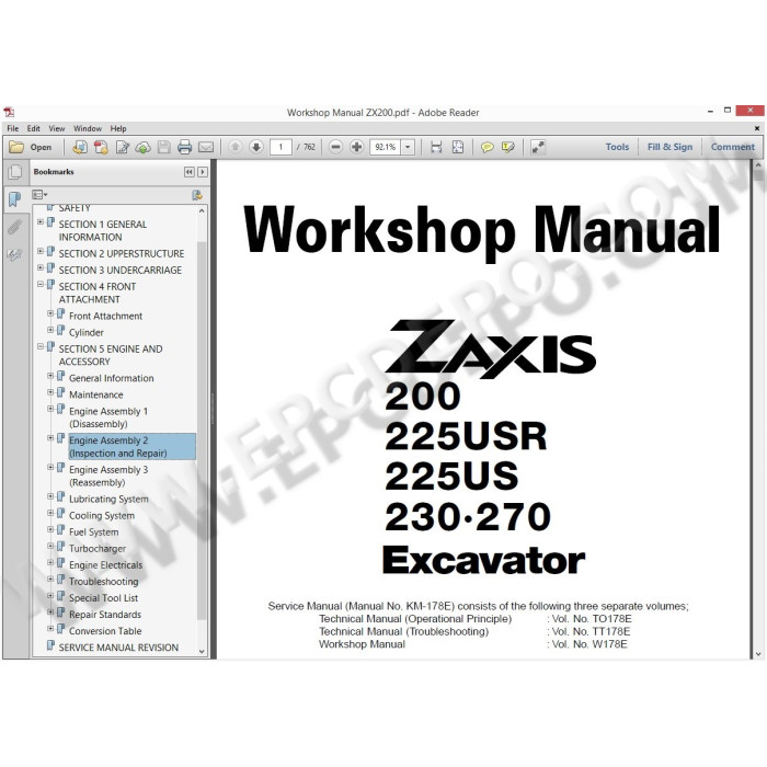 Hitachi Excavator Zaxis ZX200-3 ZX225US-3 ZX225USR-3 ZX240-3 ZX270-3 service manual