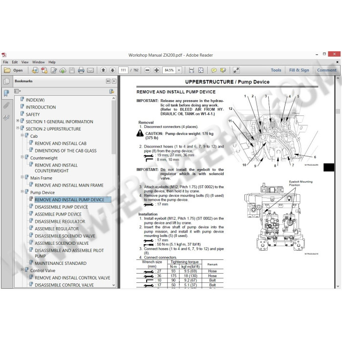 Hitachi Excavator Zaxis ZX200-3 ZX225US-3 ZX225USR-3 ZX240-3 ZX270-3 service manual