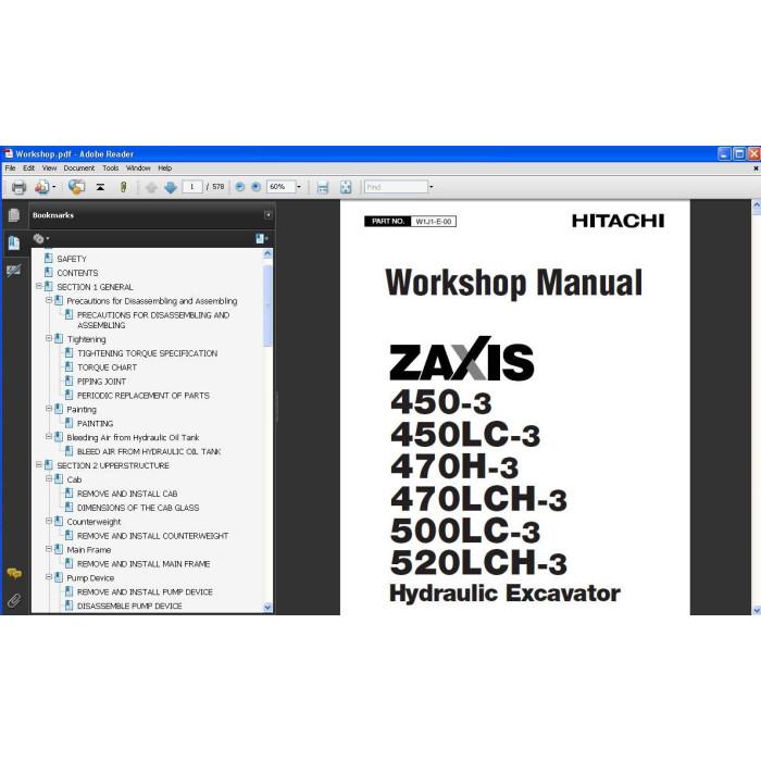 Hitachi Excavator Zaxis ZX450-3 ZX450LC-3 ZX470H-3 ZX470LCH-3 ZX500LC-3 ZX520LCH-3 service manual
