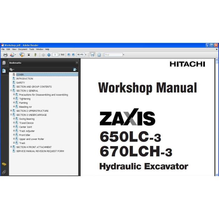 Hitachi Excavator Zaxis ZX650LC-3 ZX670LCH-3 parts manual + workshop service manual