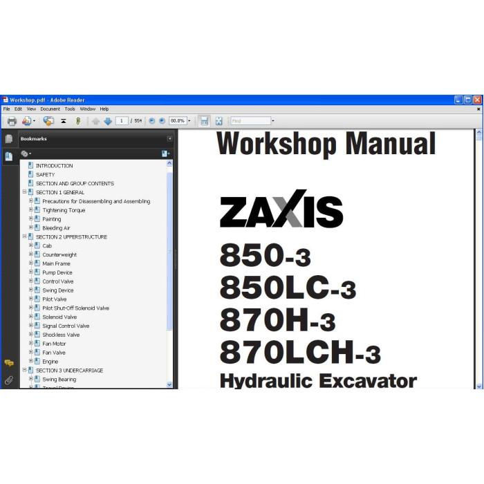 Hitachi Excavator Zaxis ZX850-3 ZX850LC-3 ZX870H-3 ZX870LCH-3 service manual