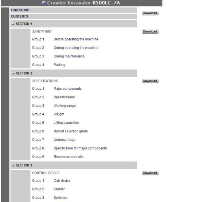 Hyundai Crawler Excavator R500LC-7A service manual