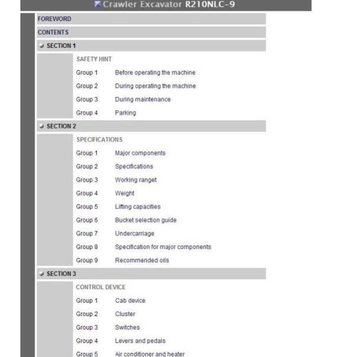 Hyundai Crawler Excavator R210NLC-9 service manual