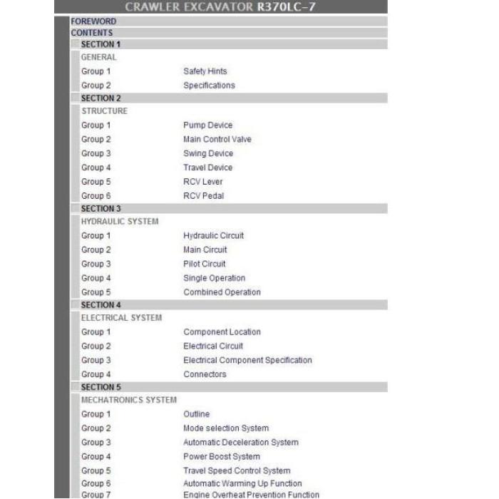 Hyundai Crawler Excavator R370LC-7 service manual