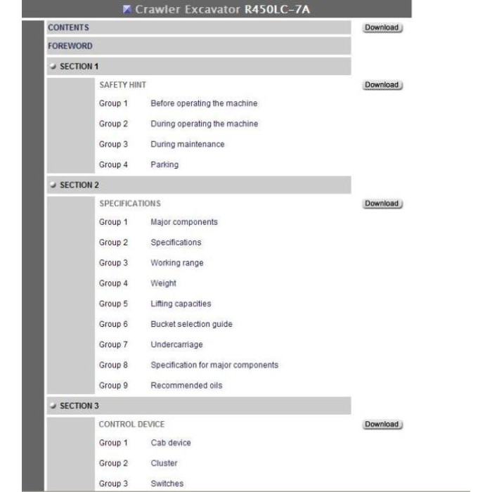 Hyundai Crawler Excavator R450LC-7A service manual