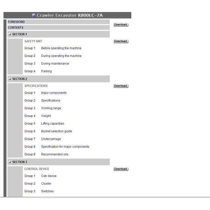 Hyundai Crawler Excavator R800LC-7A service manual
