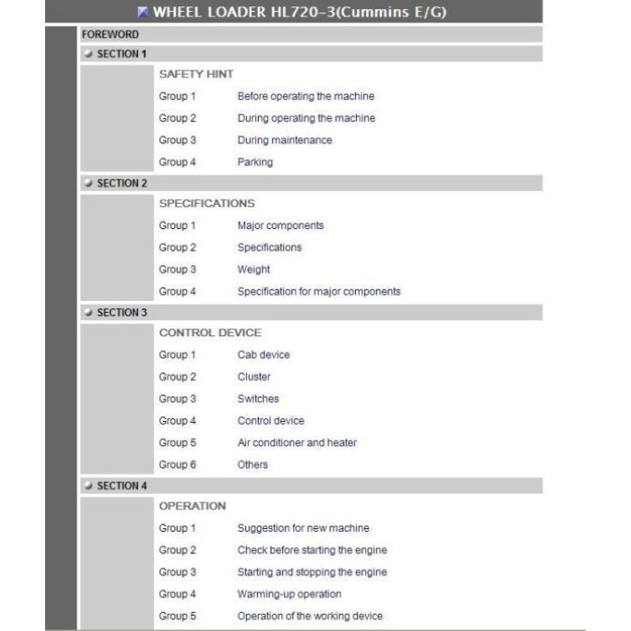 Hyundai Wheel Loader HL720-3 service & operator manual