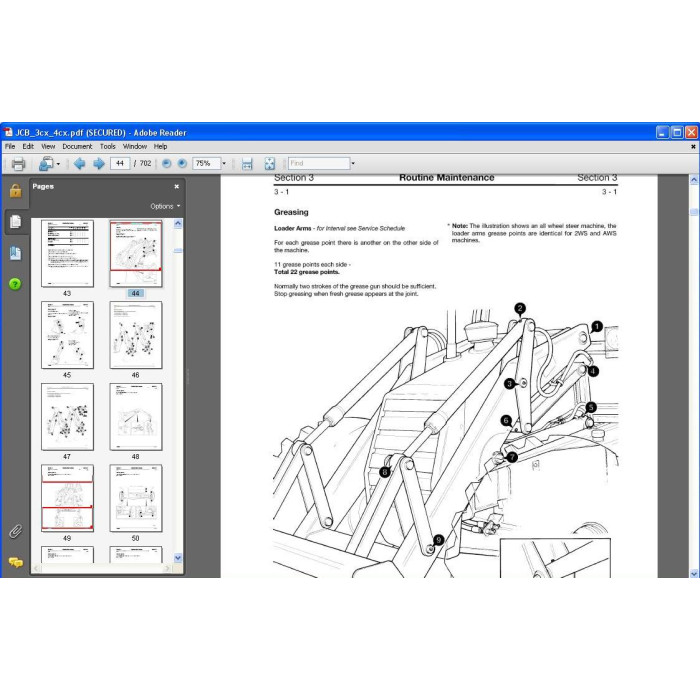 JCB Backhoe Loader 3CX, 4CX & Variants service manual