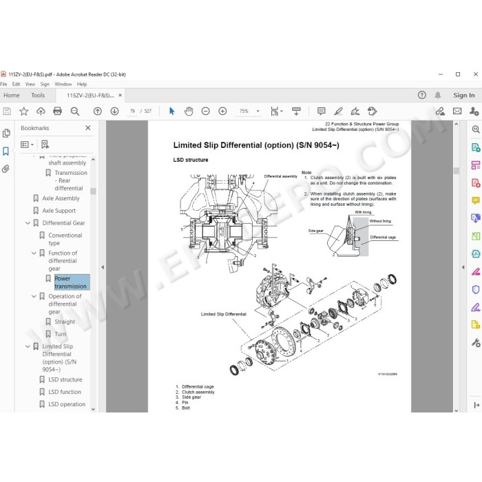 Kawasaki Wheel Loader 115Z5-2 parts + service manual