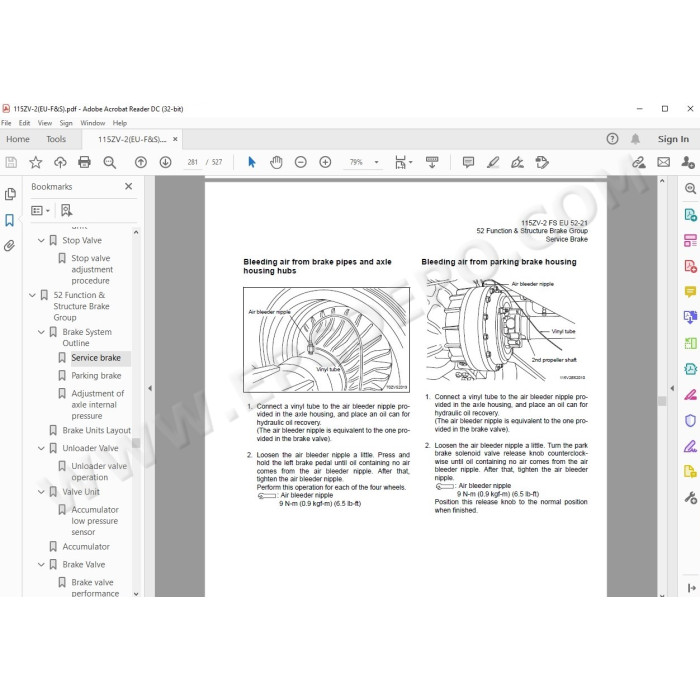 Kawasaki Wheel Loader 115Z5-2 parts + service manual
