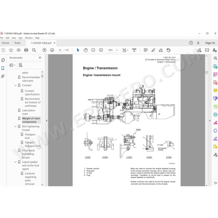Kawasaki Wheel Loader 115Z5 parts + service manual