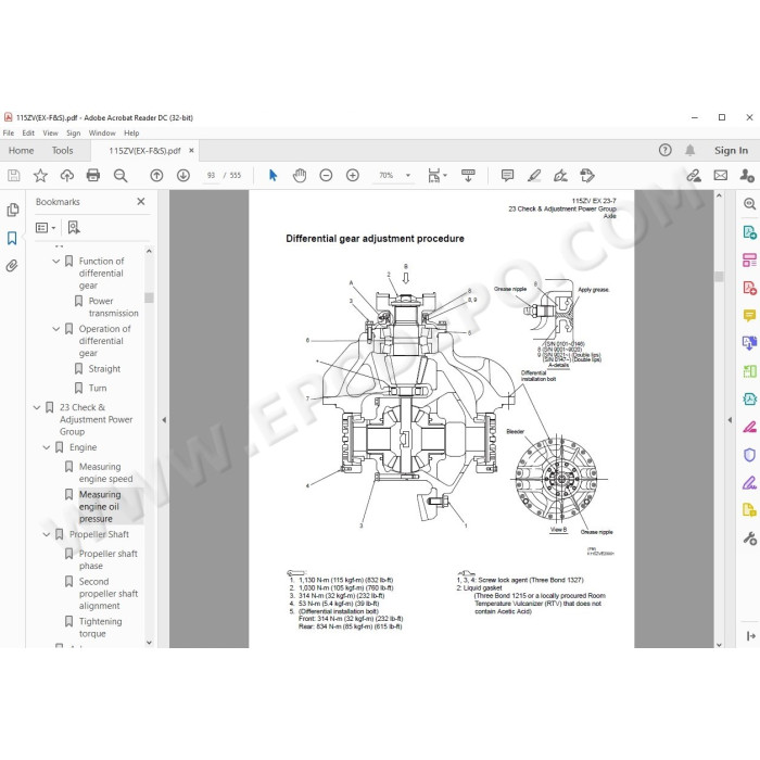 Kawasaki Wheel Loader 115Z5 parts + service manual