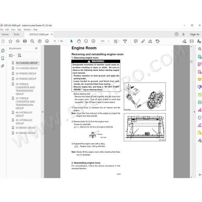 Kawasaki Wheel Loader 50Z5 parts + service manual