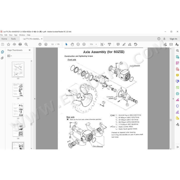Kawasaki Wheel Loader 50Z3 60Z3 parts + service manual