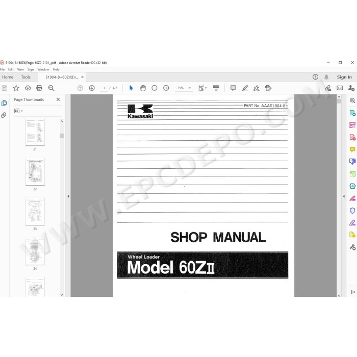 Kawasaki Wheel Loader 60Z2 workshop service manual