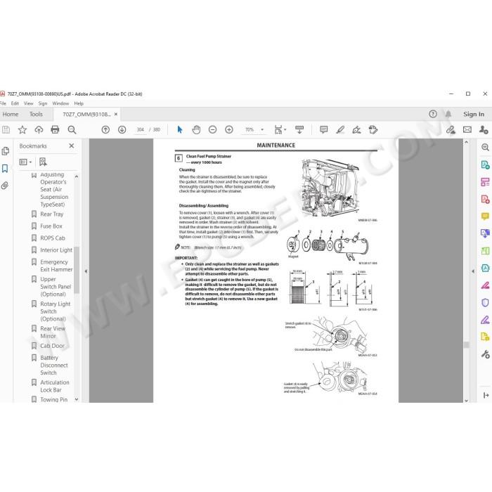 Kawasaki Wheel Loader 70Z7 70TM7 70Z7B parts + service manual