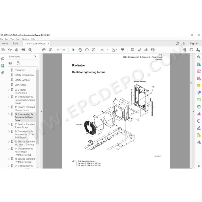 Kawasaki Wheel Loader 60Z5 parts + service manual