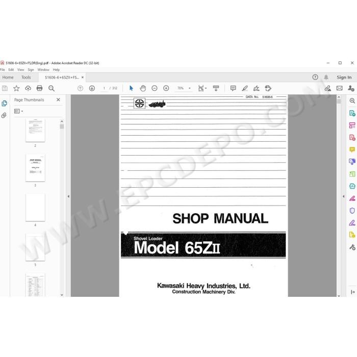 Kawasaki Wheel Loader 65Z2 parts + service manual