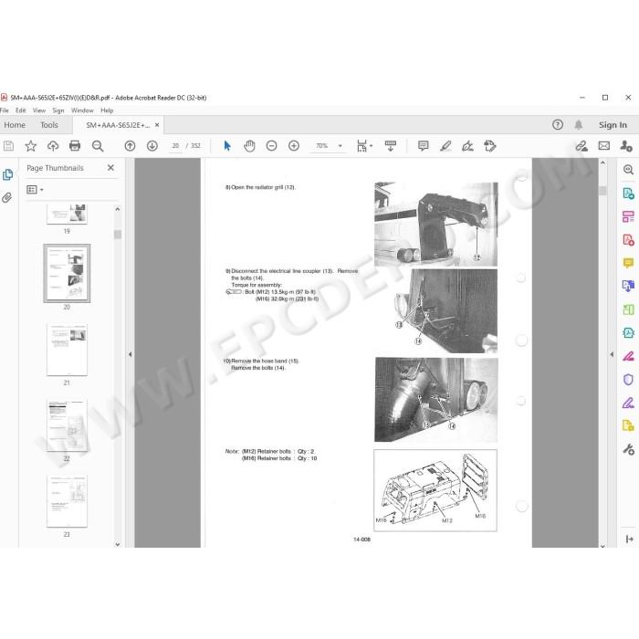 Kawasaki Wheel Loader 65Z4 parts + workshop service manual